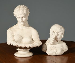 Two Parian Ware Bisque Porcelain Busts