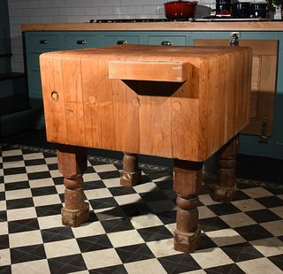 A Large Square Butcher Block, 20th Century