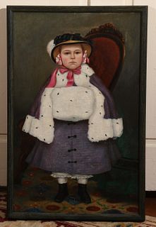 Folk Art Portrait of a Young Girl in Ermine
