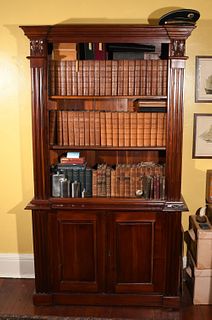Pair Neoclassical Style Mahogany Bookcases