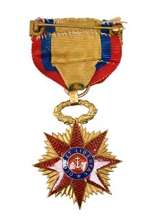 14 Karat Gold and Enameled Medal Deus Et Libertas with Eagle