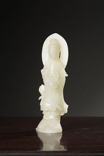 Chinese Hetian Jade Carved Guanyin Statue