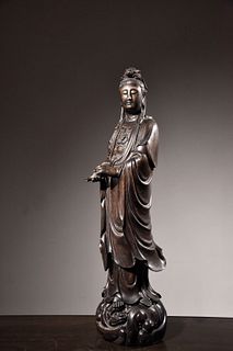 Qing Chinese Chengxiang Wood Carved Guanyin Statue