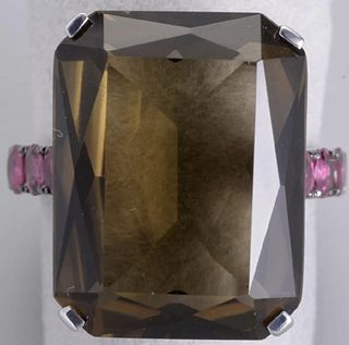 Smokey Quartz Gold Ring with Rubies