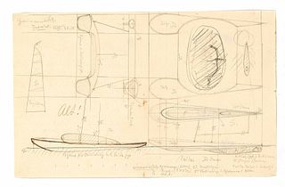 Focke, Wilhelm H. 1878 - Bremen - 1974. design drawing for two-man WAR (Zweirumpfsegelboot) 1938.