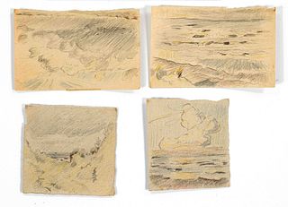 Focke, Wilhelm H. 1878 - Bremen - 1974. 4 studies coastal landscape, 1930s, pencil & colored