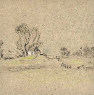 Focke, Wilhelm H. 1878 - Bremen - 1974. Three landscape drawings. Pen-and-ink, colored pencil,