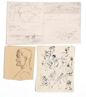 Focke, Wilhelm H. 1878 - Bremen - 1974. large collection 55 sheets of male nude, head, movement,
