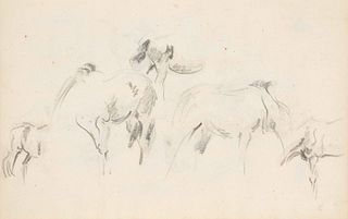 Focke, Wilhelm H. 1878 - Bremen - 1974. 2 pencil drawings/paper, horse studies, unsigned, 1) 1942-
