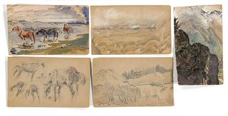 Focke, Wilhelm H. 1878 - Bremen - 1974. 10 fol. from a sketchbook with coastal landscape, beach,