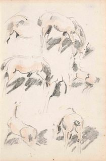 Focke, Wilhelm H. 1878 - Bremen - 1974. 3 aquarelle pencil drawings/paper, 1930/40s, horse
