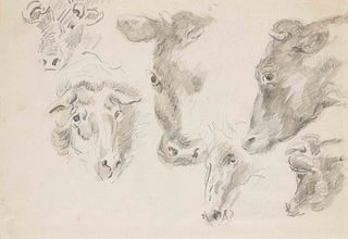 Focke, Wilhelm H. 1878 - Bremen - 1974. 3 Bll. Cow studies, probably 1940s, sheets/paper, partly