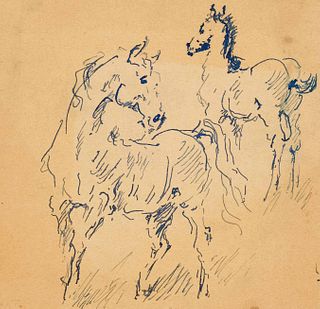 Focke, Wilhelm H. 1878 - Bremen - 1974. 6 fol. Horse studies. Pen-and-ink and pencil/paper, 1910s-