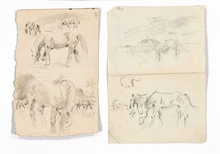 Focke, Wilhelm H. 1878 - Bremen - 1974. 5 fol. Horse studies. 1910s - 1950s. Pencil on paper, both