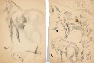 Focke, Wilhelm H. 1878 - Bremen - 1974. 5 sheets. Horse studies. 1910s - 30s. Paper, body studies