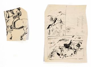 Focke, Wilhelm H. 1878 - Bremen - 1974. 5 fol. Pen and ink drawings/paper with horse, equestrian
