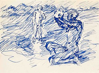 Focke, Wilhelm H. 1878 - Bremen - 1974. 21 ll. male nude studies. 1900 - 1950s. Pen-and-ink and