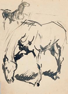 Focke, Wilhelm H. 1878 - Bremen - 1974. 4 ll. Horse and landscape studies. Pen-and-ink/paper,