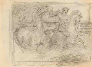 Focke, Wilhelm H. 1878 - Bremen - 1974. sketch for the painting ''Der Riffreiter'', horse and boy