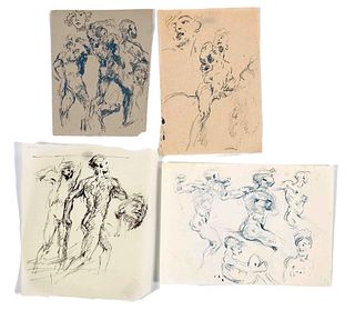 Focke, Wilhelm H. 1878 - Bremen - 1974. 10 ll. male nude and movement studies. 1900-1905 and 1920s -