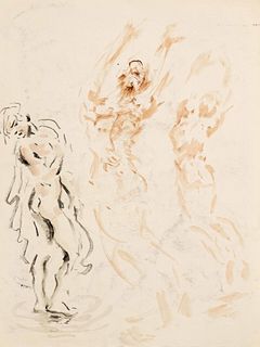 Focke, Wilhelm H. 1878 - Bremen - 1974. study sheet with male nudes. 1940/50s. Charcoal and sepia
