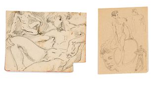 Focke, Wilhelm H. 1878 - Bremen - 1974. 4 ill. male nude studies kneeling, lying, sitting and