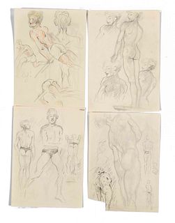 Focke, Wilhelm H. 1878 - Bremen - 1974. 16 Bll. male figure studies, mostly nude studies, both.