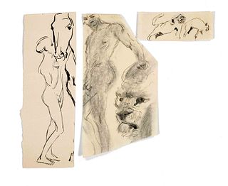 Focke, Wilhelm H. 1878 - Bremen - 1974. 17 ll. Pen-and-ink drawings/paper, among them male nudes and
