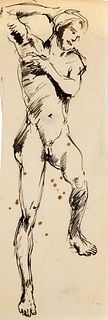 Focke, Wilhelm H. 1878 - Bremen - 1974. 7 col. male nude studies. 1900 to 1920s. Pen and paper,