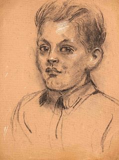 Focke, Wilhelm H. 1878 - Bremen - 1974. Portrait of a boy in half profile. 1920s/30s. Black and