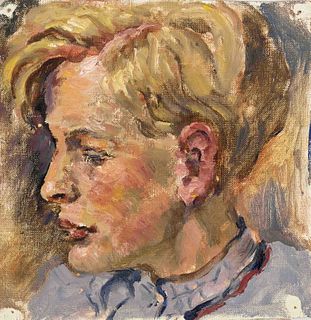 Focke, Wilhelm H. 1878 - Bremen - 1974. Two portraits of a blond boy. Oil/canvas, unsigned, estate