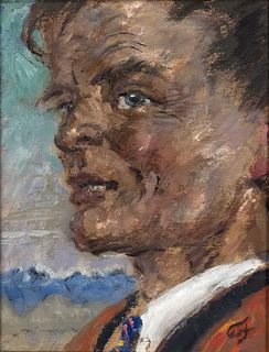 Focke, Wilhelm H. 1878 - Bremen - 1974. portrait Cornelius (Conny) Edzard. About 1933. oil/canvas,