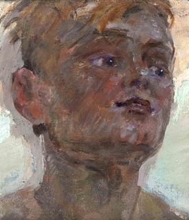 Focke, Wilhelm H. 1878 - Bremen - 1974. 2 works, oil/canvas, 1) portrait of a boy seen from below,