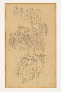 Vogeler, Heinrich. 1872 Bremen - 1942 Kazakhstan. Persons at the market. Pencil drawing/paper,