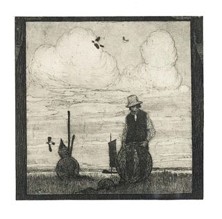 Vogeler, Heinrich. 1872 Bremen - 1942 Kazakhstan. The fisherman. 1899. etching/handmade paper,