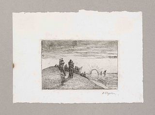 Vogeler, Heinrich. 1872 Bremen - 1942 Kazakhstan. The new morning. 1922. etching in brown, signed