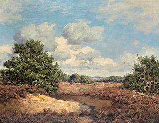 Dahle, Theodor. 1888 - Bremen - 1972. summer heath landscape. Oil on canvas, signed Dahle on the