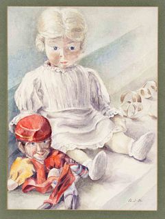 Sander-Plump, Agnes. 1888 Bremen - 1980 Lilienthal. Two dolls. Gouache/paper, signed A. S.Pl.