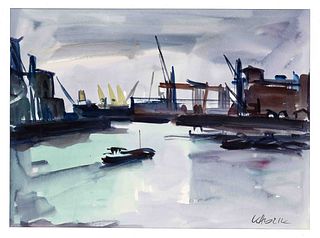 Kadzik, Gerd. 1929 Mannheim - lives and works in Affinghausen. Industrial port Bremen. Watercolor/