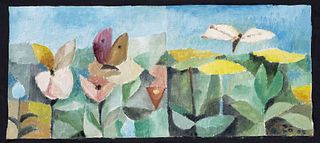ZÃ¶hl, Werner. 1926 Stendal - 2012 Fischerhude. Butterflies over flowers. 2005. oil/canvas and