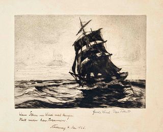 Folkerts, Poppe. 1875 - Norderney - 1949. goode wind. Etching, lower right titled and signed in full