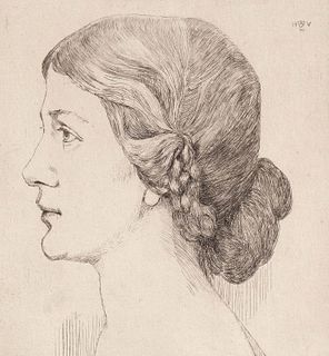Vogeler, Heinrich. 1872 Bremen - 1942 Kazakhstan. Woman's head (Martha Vogeler), 1909. etching,
