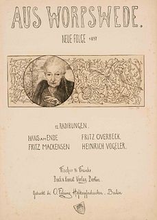 Vogeler, Heinrich. 1872 Bremen - 1942 Kazakhstan. Cover of the portfolio ''Aus Worpswede. Neue Folge