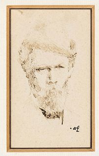 End, Hans am. 1864 Trier - 1918 Stettin. Portrait of a man. Circa 1900. pen and ink brush drawing/
