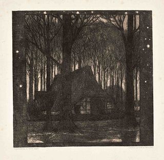 Vogeler, Heinrich. 1872 Bremen - 1942 Kazakhstan. March night. 1899. etching/handmade paper,