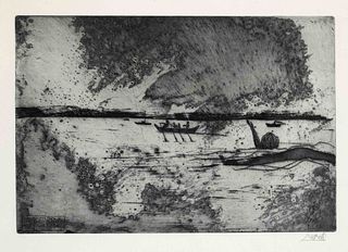 Morell, Pit. 1939 Kassel - lives and works in Worpswede. Coastal lot. Aquatint, signed with
