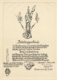 Vogeler, Heinrich. 1872 Bremen - 1942 Kazakhstan. Certificate of appointment. 1919. lithograph,