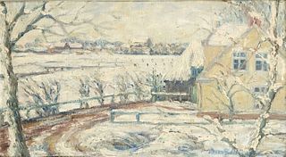 Gottburgsen, Anna. 1896 Oldenbek/Husum - 1987 Husum. ''Fresh snow - view from my studio''. 1951.