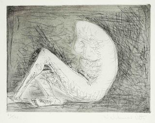 Otto, Waldemar. 1929 Petrikau/Poland - 2020 Worpswede. Untitled [Seated nude without head]. Etching,