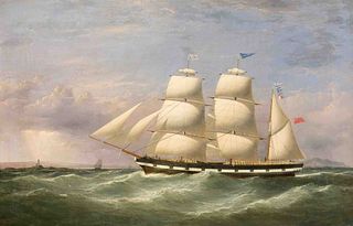 Anonymous marine painter of the 19th c. Captain's picture of the British barque Crown in full sail
